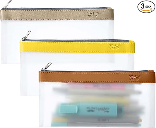 Mr. Pen- Clear Pencil Pouch, 8.50"x4.25", 3 Pack, Durable TPU Material | Medium Water-Resistant Pencil Bags with Smooth Zipper, Multipurpose Clear Pouch for Stationery, School, Office