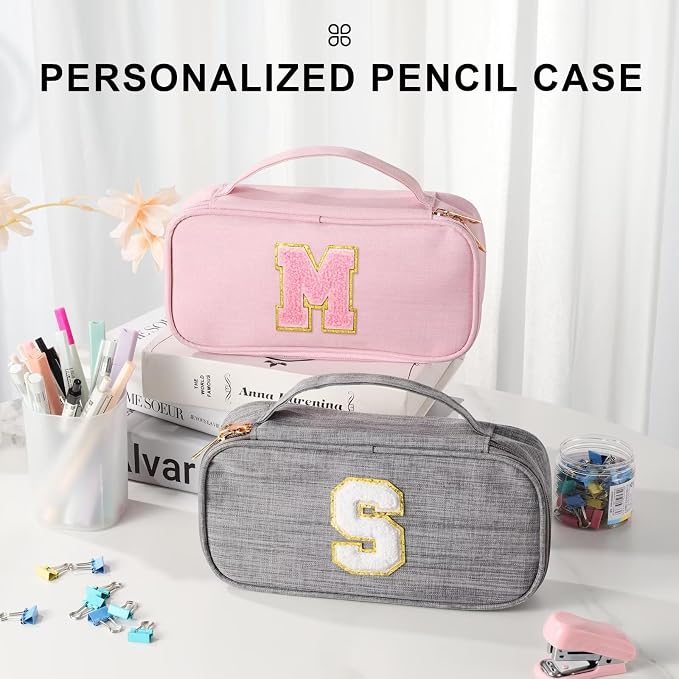 YOOLIFE Pencil Case for Girls, Cute Pencil Pouch Pen Case, Large Capacity Aesthetic School Supplies for Teen Girls, V (Pink)