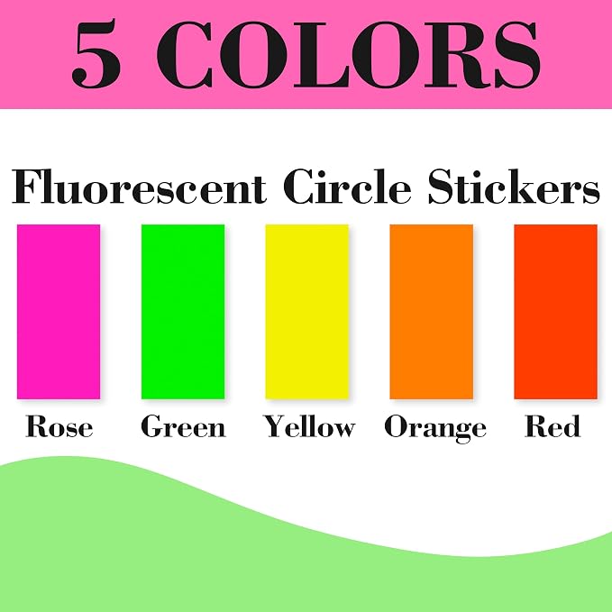 YSHIHE Fluorescent Shipping Address Labels,1" x 2-5/8" Neon Label 600 PCS | 5 Colors Neon Stickers for Inkjet or Laser Printer for Moving Lables,Mailing Shipping Envelopes and Organization 20 Sheets