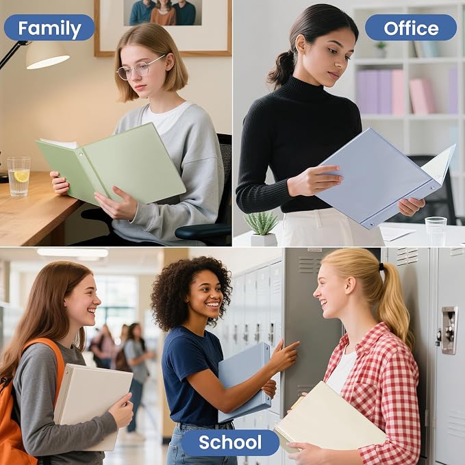SUNEE 1 Inch Binders 3 Ring 6 Pack, Clear View Three Ring Binder PVC-Free (Fit 8.5x11 Inches) for School or Office Supplies, Haze Blue