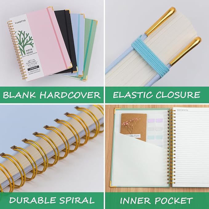 VANRTTO Hardcover Spiral Notebook 8.5x11 IN Notebooks College Ruled Blue | Hardcover Notebook of 110 GSM Lined Paper Notebooks for Work, School, 300 Pages A4 Notebooks College Ruled for Women and Men