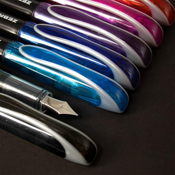 Zebra Fuente - Disposable Fountain Pen - Purple Ink - Pack of 6