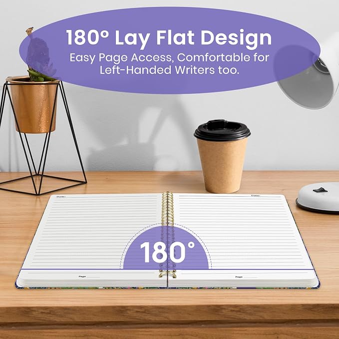 Taja Pretty Journal for Women, A5 Spiral Notebook, Hardcover College Ruled Journal, Notebook for Work, Journaling, Note Taking, 140 Pages, Lavender Dusk