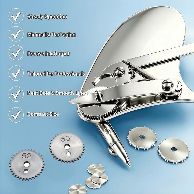 Vintage Precision Dotting Pen Set:Mechanical Gear Ruling Pen #A | Precision Drafting Tools for Blueprint,Professional Drawing Kit for Architects And Designers-Mechanical Gear Train Ruling Pen