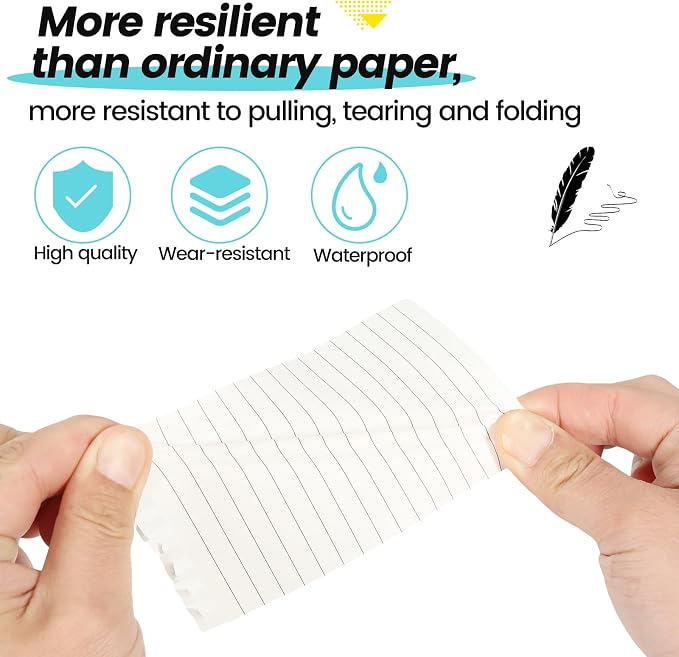 6 Pack 3x5" Waterproof Mini Notebook, Top Spiral Small Notepad for Outdoor | Pocket Notepad, Stone Paper Note Pads, All-Weather Tearproof Stain & Grease Resistant, for Camping Office Travel Work School
