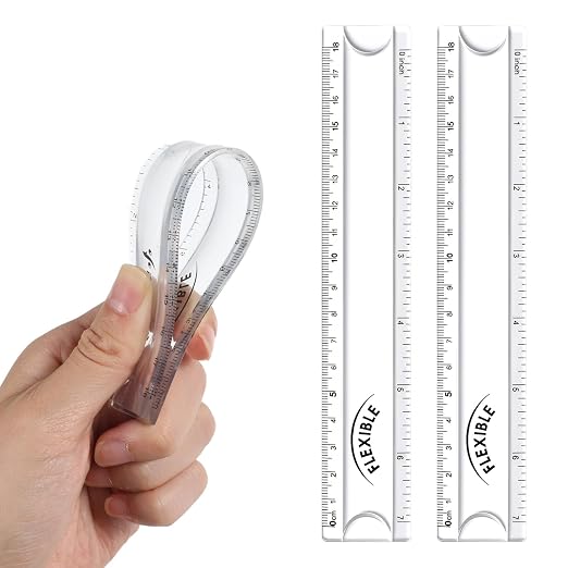 Grevosea 2 PCS Flexible Rulers, 7 Inch/18cm Clear Plastic Ruler | Soft Bendable Ruler with Centimeters and Inches for Kids and Adults School Classroom Office Supplies