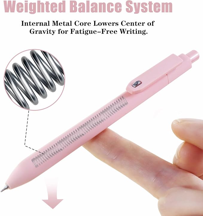 Vitoler Cute Gel Pens, 8 Pack 0.5mm Fine Point Pens with Fidget Quick Dry | For Women, For Teachers, For Nurses, Smooth Writing, Liquid Ink, For Badge, Black ink, Felt Tip, Medium Point, For Journaling