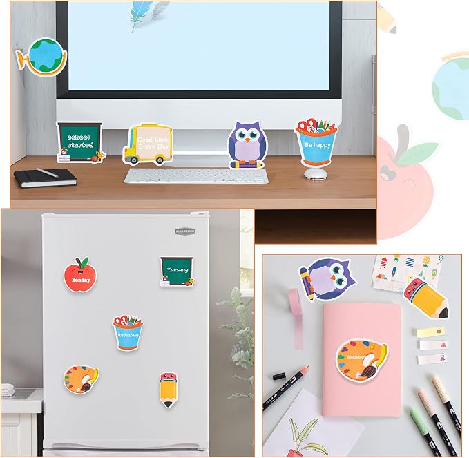 Xqumoi 30 Pack Back to School Sticky Notes Classroom Office Home Supplies | Self-Adhesive Writing Memo Pad, Daily Reminders Notepad, Welcome Back Gift, Pencil Ruler Book Blackboard Shaped, for Kid Teen