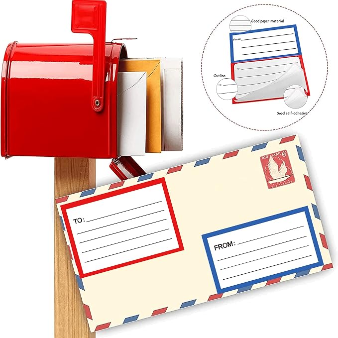 to from Return Address Mailing Labels 60 Sheet Blank Mail Shipping Label | Postage Guaranteed Stickers 3.5x4.5'' Self Adhesive Handwriting to/from Address Tags Sticker for Package School,Home,Office