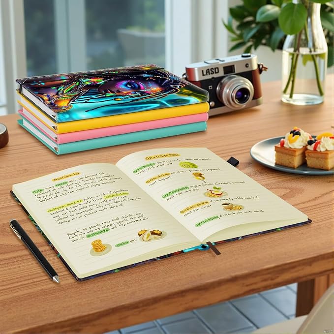 Hardcover Executive Notebooks, A5 PU Leather Lined Journal Notebook, 200 Pages Thick Paper Subject Notebooks for School,Work,Home Writing Business Notebook, Diary Book ，African American Girl