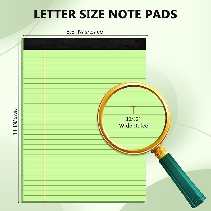 Legal Pads 8.5 x 11, Wide Ruled Paper, 12 Pack Note Pads 8.5 x 11, Colored Legal Pads, Pink Writing Pad, Multicolor Notepad with Sturdy White Back, 30 Sheets/Pad, Lined Paper for School, Home, Office