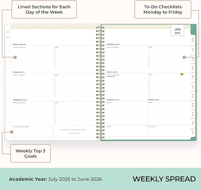 Blue Sky 2025-2026 Weekly & Monthly Academic Planner, 8.5"x11", Palms | July 2025 - June 2026, Flexible Cover, Laminated Tabs, Storage Pocket, Stickers, Academic Year, Day Designer