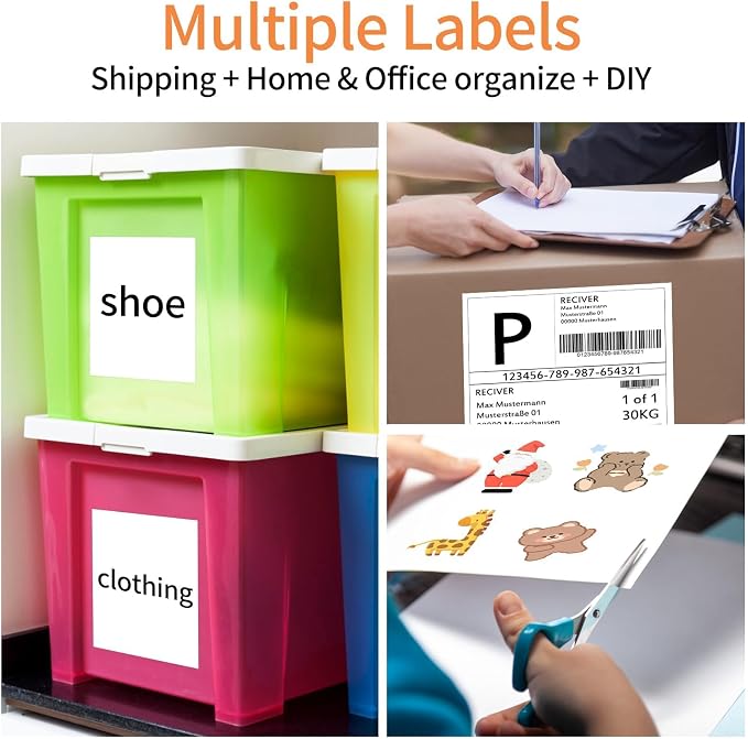 Full Sheet Labels, 8.5" x 11" - 100 Sheets Full Page Labels Printable White Sticker Paper for Laser/Inkjet Printers - Matte, Letter Size