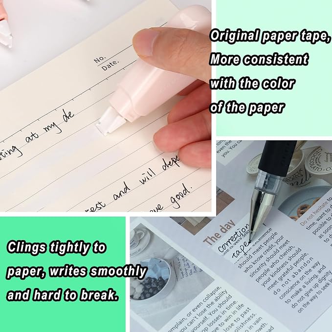 White Correction Tape, 6 Pack, 16.4 Feet Correction Tape, School & Office Supplies, writing supplies and correction supplies (Green)