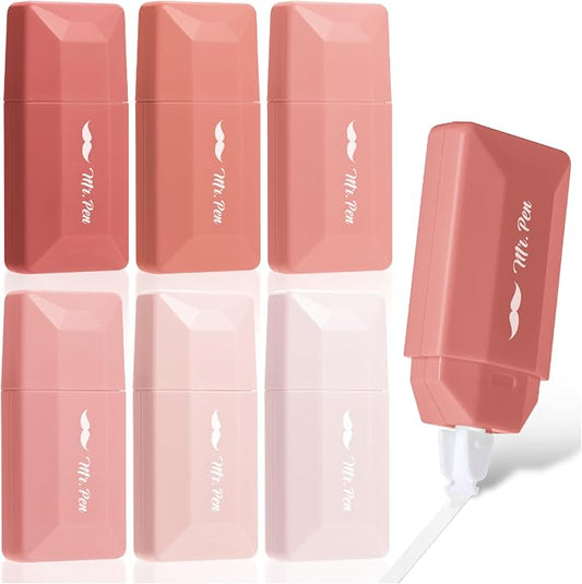 Mr. Pen- Correction Tape, 0.2" x 236", 6 pcs, Mocha Blush | Cute Correction Tape