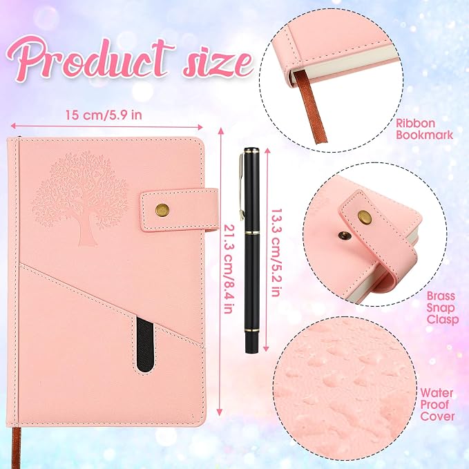 Cholemy 12 Pcs Back to School Leather Journal Gift Bulk Sets for Women Men Employee Coworker A5 Life Tree Hardcover Executive Writing Notebooks with Pen Teacher Office Business 200 Page(Light Colors)