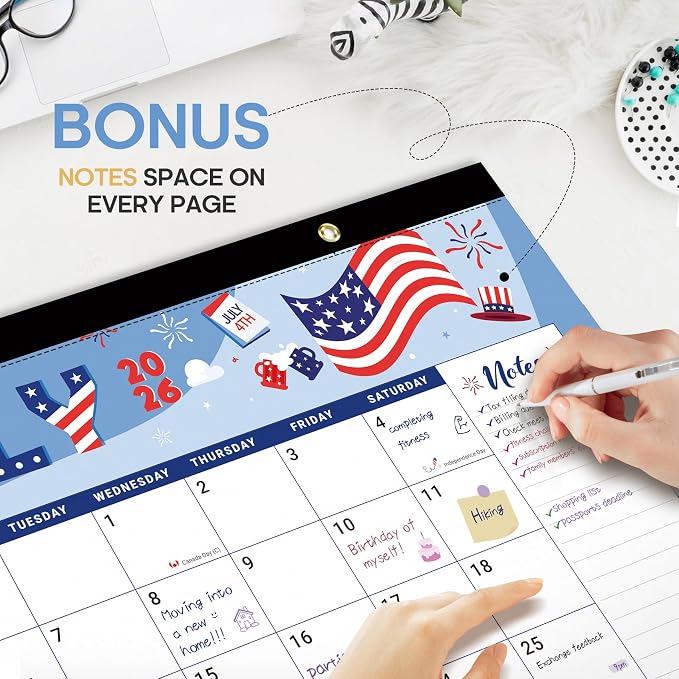 3 Pack of Desk Calendar 2026-2027, 18-Month Calendar Runs from July 2026 to December 2027, Large 17" x 12" Monthly Desktop & Wall Calendar for Home & Office - Festival