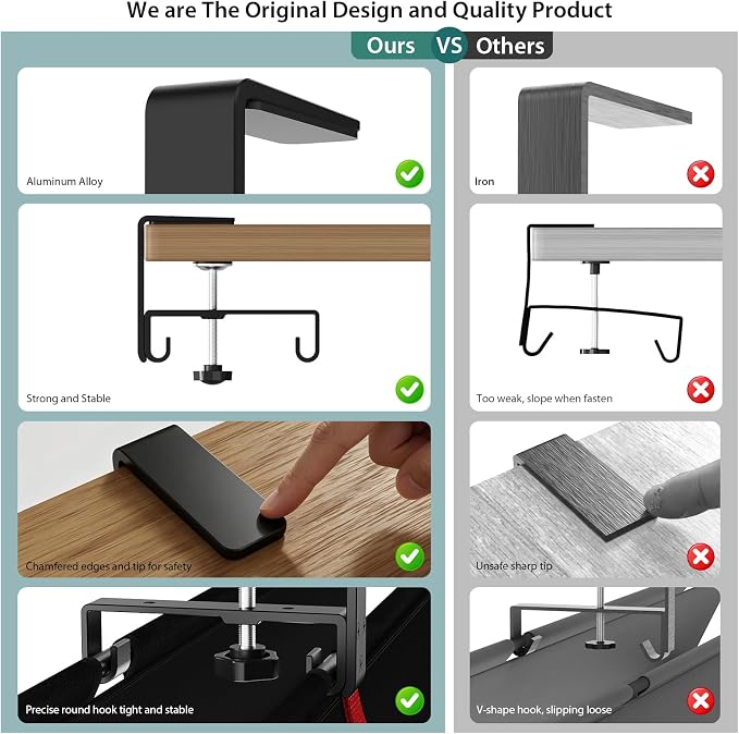 Univivi No Drill Under Desk Cable Management Tray, 28" Cord Organizer for Table, Clamp/Screw Mount Desk Cable Management, Premium Fabric Cable Management Tray for Office, Home