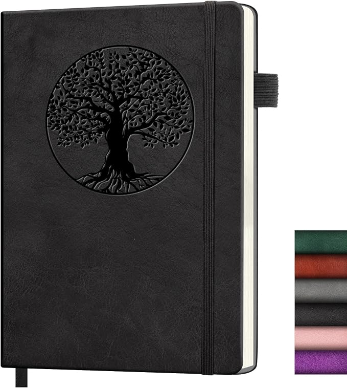 Lined Journal Notebook, A5 Leather Vintage Journals for Writing, 288 Pages College Ruled Notepad for Women Men, Vegan Leather Daily Notebook for Work, School, Travel, Note Taking(Tree of Life, Black)