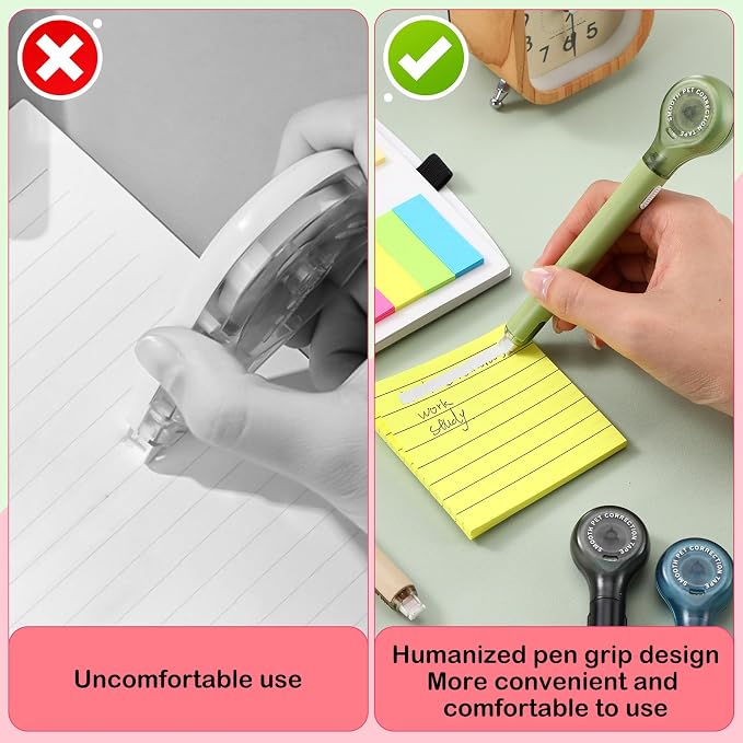 Gersoniel 25 Pack Correction Tape Pen Correctional Ink Tape Push Pull Protective, Easy to Use Applicator for School Office Supplies, 0.2 x 236 Inch (Natural Color)