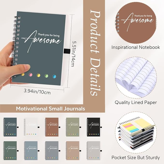 Chuangdi 20 Sets Back to School Teacher Gifts Bulk Inspirational Spiral Notebook with Sticky Note Motivational Pen Appreciation Gifts for Employee Team Staff Coworker (Classic,Colorful)