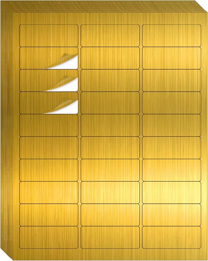 1" x 2-5/8" Address Labels- Gold Shipping Labels Stickers/Mailing Labe Stickers for Laser/Inkjet Printer, Matte Gold, 8.5”×11"- 20 Sheet