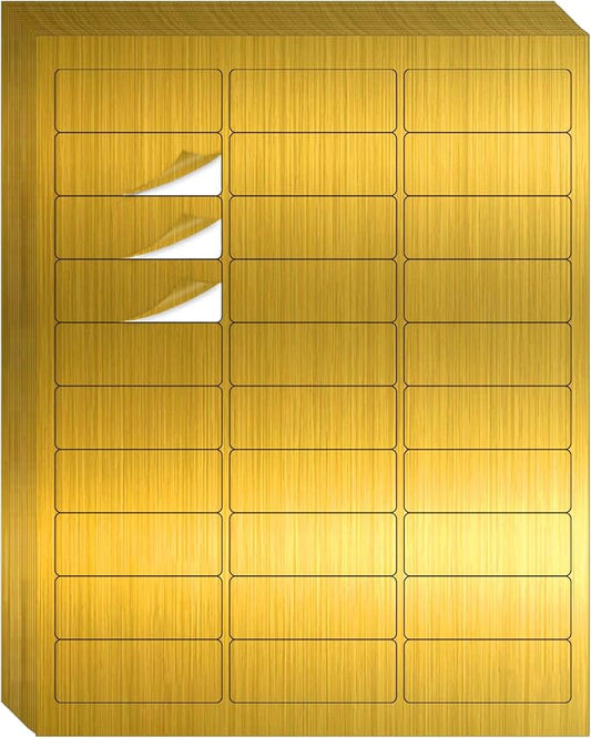 1" x 2-5/8" Address Labels- Gold Shipping Labels Stickers/Mailing Labe Stickers for Laser/Inkjet Printer, Matte Gold, 8.5”×11"- 20 Sheet