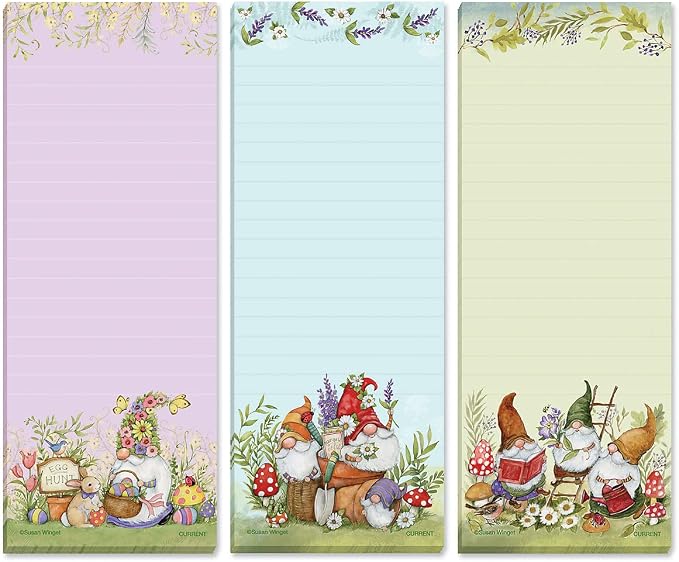 Current Seasonal Holiday Gnomes Magnetic Notepad Set – Set of 12 Mini Memo Pads, 30-Sheet Pads, 2½ x 6½ Inches, Easter, Christmas, Thanksgiving Shopping List, to-Do Notes, Printed in The USA
