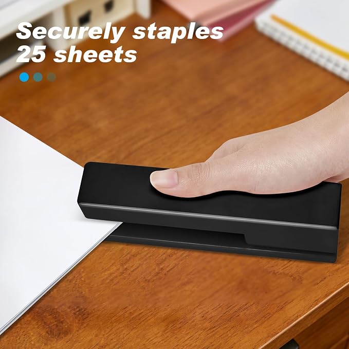 Office Desktop Stapler - 25 Sheet Capacity with 830 Staples and Staple Remover,Staplers for Desk,Non-Slip for School, Home, Black