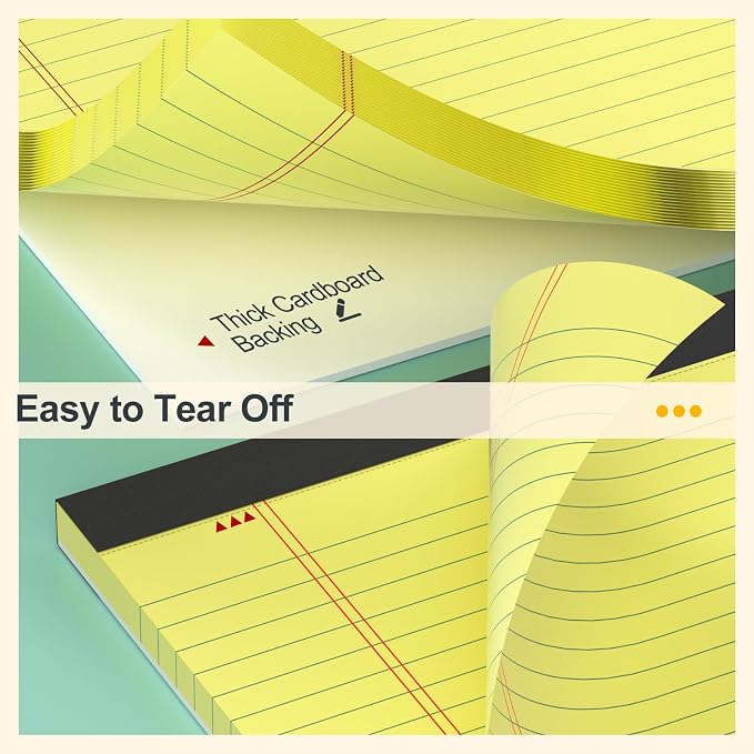 Yellow Legal Pads 8.5 x 11 College Ruled - 12 Pack Yellow Paper Tablets 8 1/2 x 11 Note Pads - Perforated Yellow Pads 8.5 x 11 Double-Size Printing Notepad 30 Sheets Each Note Pad for Office School