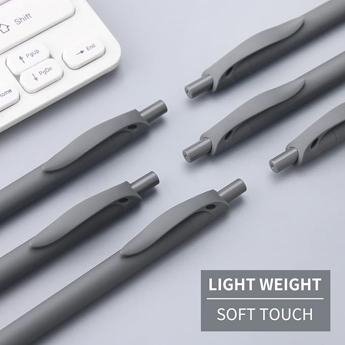 deegtran Pens Bulk, 50 Pack No Bleed Grey Barrel Black Ink Click Pens, Wholesale Retractable Ballpoint Pens, Pen Medium Point, Smooth black Ink Pen, 1.0MM