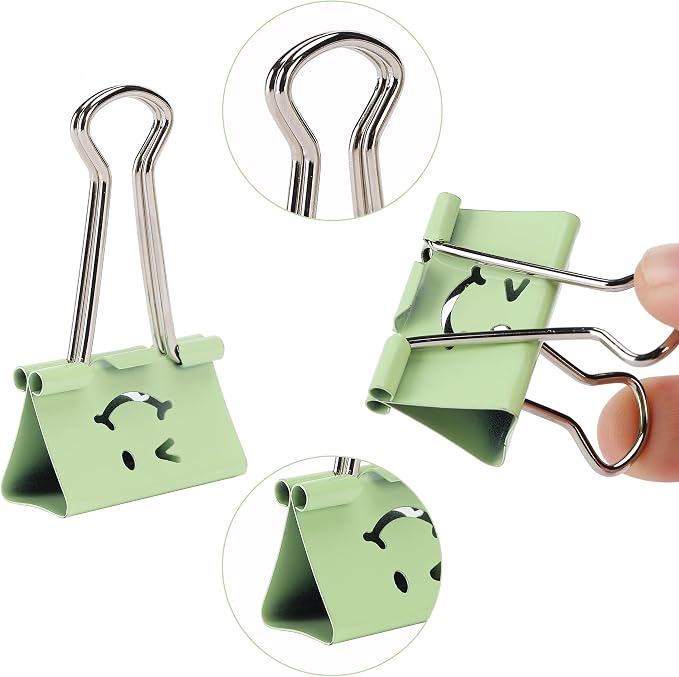 Mr. Pen- Cute Binder Clips, 80 pcs, Assorted Sizes | Smiley Binder Paper Clips, Bulk Paper Clamps for Office Supplies, Home, School, Business, Document Organizing