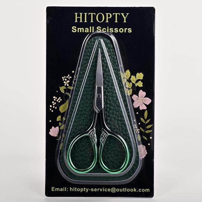 Small Sharp Scissors for Women Men Eyebrow Hair Beauty Grooming | All Purpose Tiny Travel Kit, for Beard, Moustache, Eyelash, Sewing, Embroidery, Detail Thread Paper Cutting with PU Cover