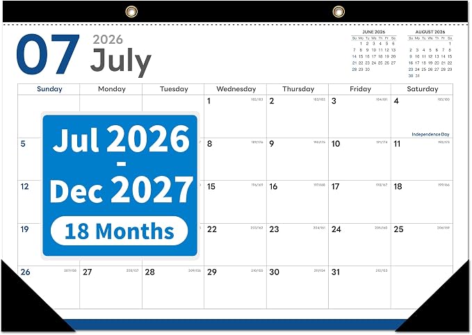 MZD8391 Desk Calendar 2026-2027, Jul 2026-Dec 2027, 17" x 12", 18 Months | Large Desktop Calendar, Big Academic Calendar, Julian Date, Monthly Planner/Wall Calendar, Home School Office Organizing Gift