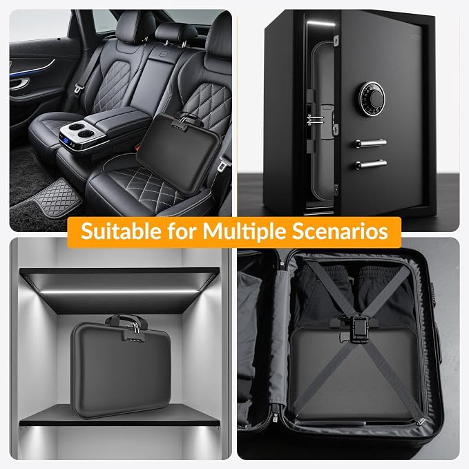 onvvippiv Hard Case Fireproof Document Box with Lock Zipper | Important File Organizer Waterproof Portable Home Office Travel Storage Accordion Folder for Letter A4 Laptop Files
