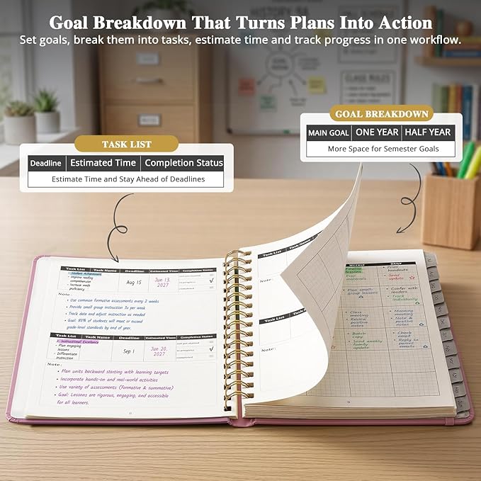JoyCat Academic Planner 2026-2027, A5 Weekly & Monthly, Pink | July 2026-June 2027 A5 planner combines weekly and monthly layouts, tabs, grid notes and sticker sheets.