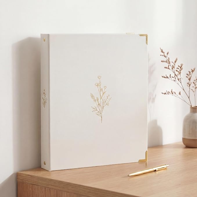 Aesthetic 3 Ring Binder Set of 2 - Sturdy 1 Inch Binder Fits Letter Sized Paper - A Cute Holder for Women or Men with Pocket Easily Organizes Your Paperwork for School, Office or Work