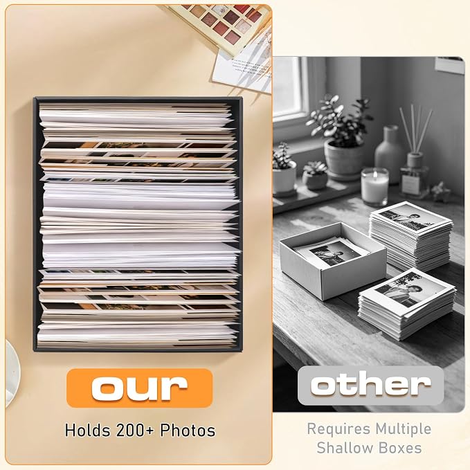 AOBOPLE 6 Pack Photo Storage Box,11" x 14" x 4" Archival Storage Box with Lids,Protective Storage Box for Photo,Pictures,11x14 Documents, Keepsakes and Jewelry Home and Office Organizer