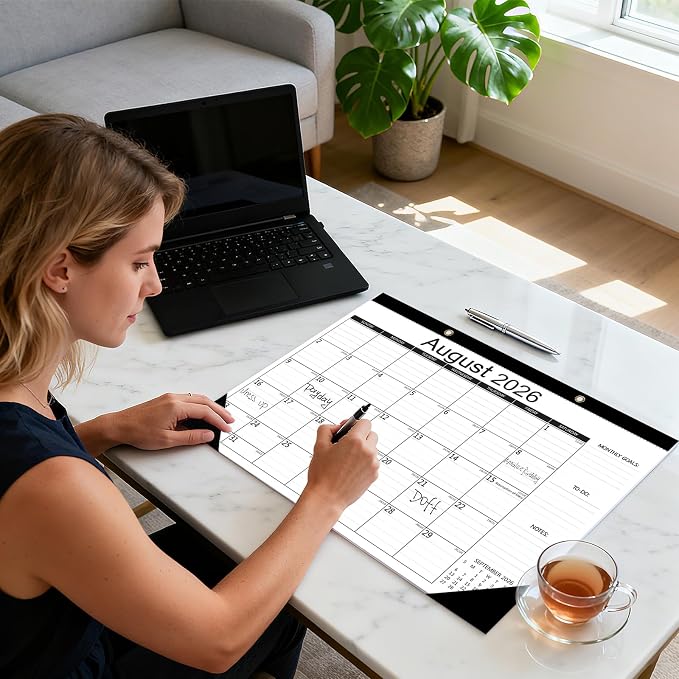 MZD8391 Desk Calendar 2026-2027, Jul 2026-Dec 2027 18 Months, 17" x 12" | Large Desktop Academic Calendar, Wall Calendar, Monthly Planner, Julian Dates, Home School Office Planning Organization Gift