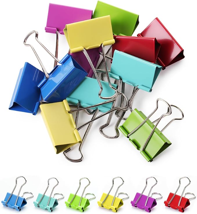 Mr. Pen- Metal Binder Clips, 12 pcs, 2 Inches, Extra Large Size | Colored Binder Paper Clips, Paper Clamps for Office Supplies, Home, School, Business, Document Organizing