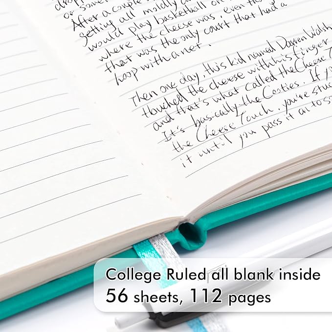 feela 3 Pack Pocket Small Notebook Journals, Mini Cute Memo Notepad Hardcover College Ruled Lined Journals with Pen Holder for Women Girls Office School, with 3 Black Pens, 3.5”x 5.5”, A6, Aqua