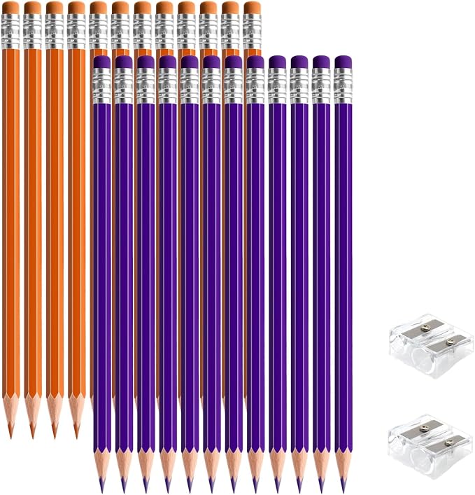 24 PCS Purple Orange Colored Pencils, Pre-sharpened Professional Wooden Art Pencils Set for Artists Painting | Premium Drawing Sketching Supplies (orangepurple)