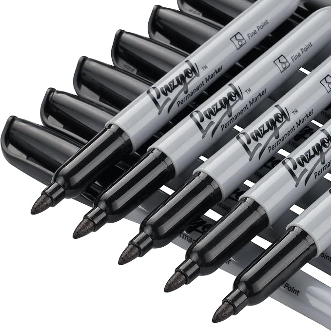 LAZGOL Permanent Markers Bulk, 120 Pack Fine Tip Black Permanent Markers, Waterproof Markers, Premium Smear Proof Pens, Quick Drying, Office Supplies for School, Office, Home