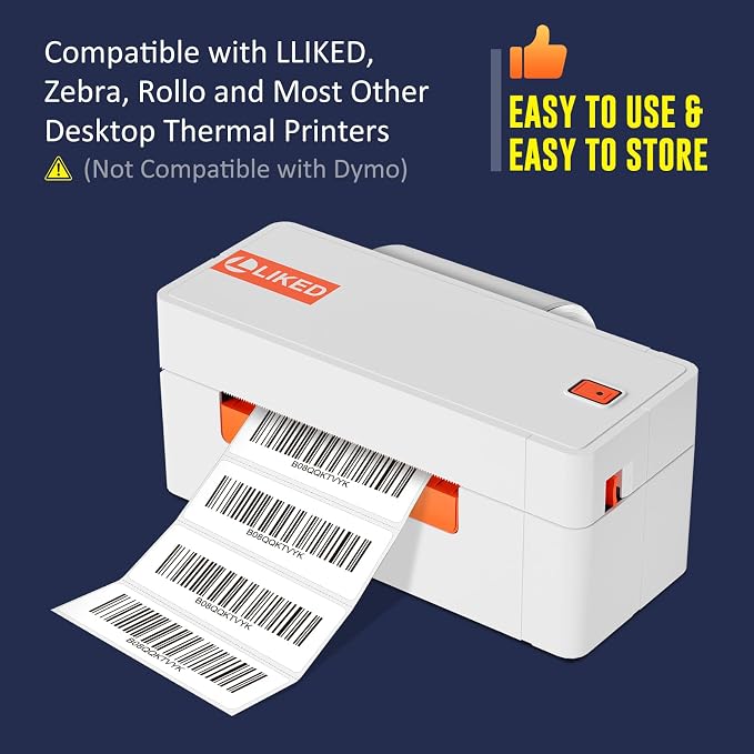 L LIKED 3" x 1" Direct Thermal Label, Permanent Adhesive Barcode Shipping Labels & Compatible with Rollo, Zebra and Other Desktop Printers (1 Roll, 1400 Labels)