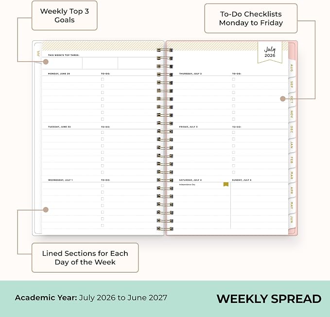 Blue Sky 2026-2027 Weekly & Monthly Academic Planner, 5"x8", Smitten | July 2026 - June 2027, Flexible Cover, Wirebound, Storage Pocket, Stickers, Academic Year, Day Designer