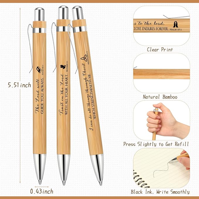 Ctosree 120 Pcs Christian Gifts Bulk for Women Bible Verse Notebook Prayer Journal Inspirational Ballpoint Pen Notepad Church Gift for Women Pastor's Wife Vbs Sunday School Back to School Gift (Brown)