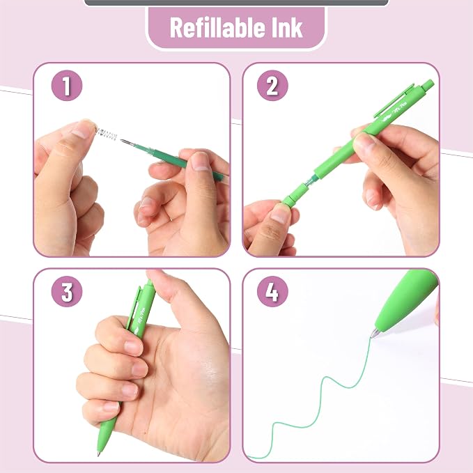Mr. Pen- Retractable Gel Pens, 12 Pack, Vintage Ink, Fine Point 0.7mm | Fast Dry, Smooth Writing, Cute Pens for Drawing, Writing Planner and School Supplies