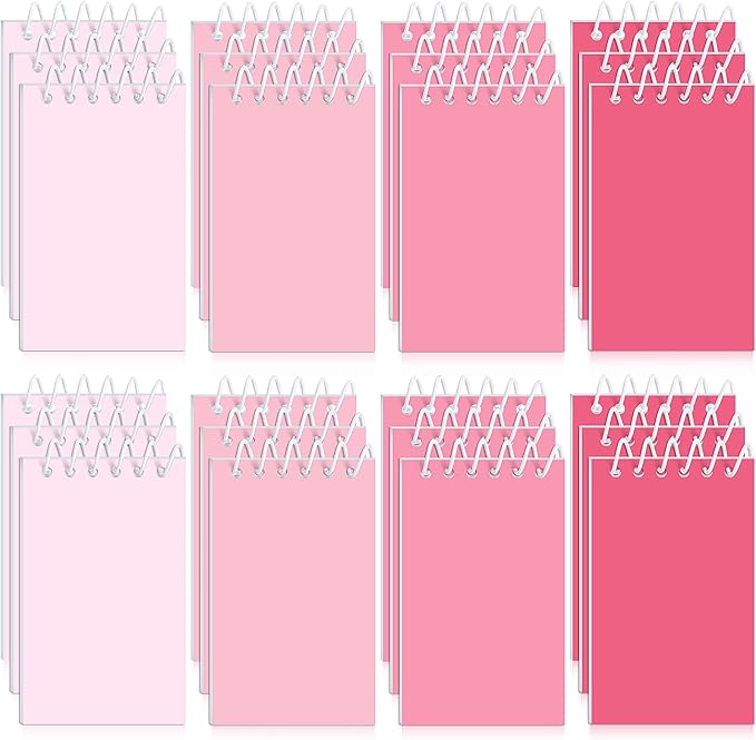 Epakh 24 Pcs Student Gift Bulk Pocket Spiral Notebook Memo Pads Mini Blank Pocket Notebooks 20 Sheets Per Notebook for School Classroom Home Office Nurses(Pink)