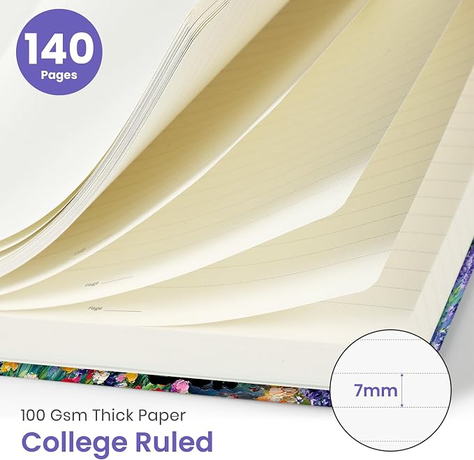 Taja Pretty Journal for Women, A5 Spiral Notebook, Hardcover College Ruled Journal, Notebook for Work, Journaling, Note Taking, 140 Pages, Lavender Dusk