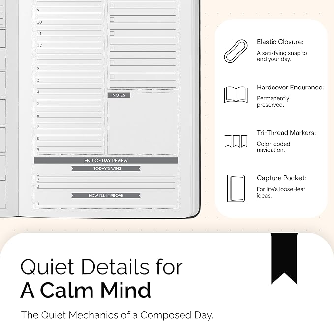Panda Planner Classic A5 Undated Daily Planner 2026-2027, 8.25 x 5.75 Black | Hourly schedule, to do list, habit tracker, gratitude journal, quarterly layout, 100 GSM paper